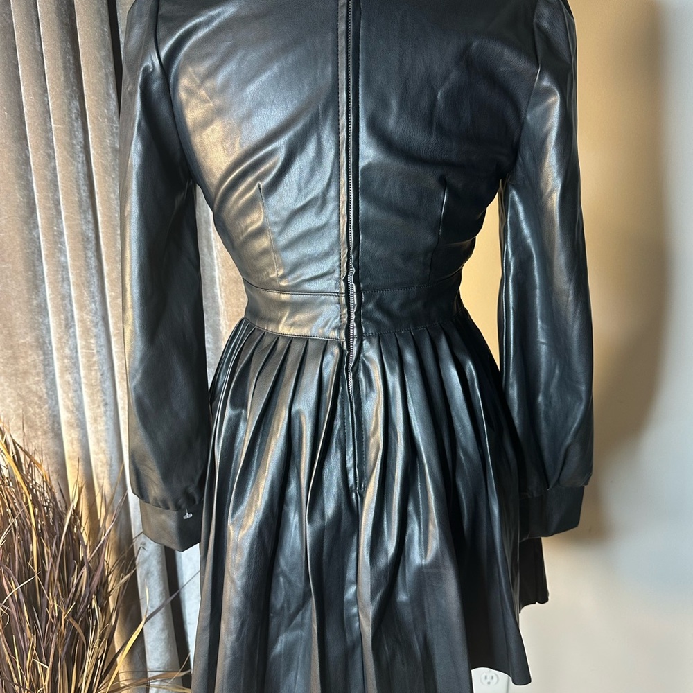 Idem Ditto Elegant Black Faux Leather Dress - Picture 4 of 5